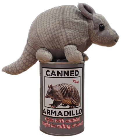 Canned Armadillo | Stuffed Animal Plush w/Funny Jokes on Can: Pop Top Lid