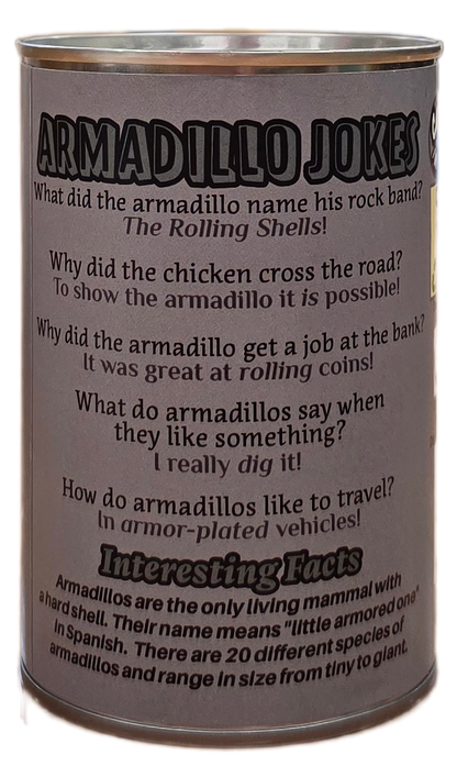 Canned Armadillo | Stuffed Animal Plush w/Funny Jokes on Can: Pop Top Lid