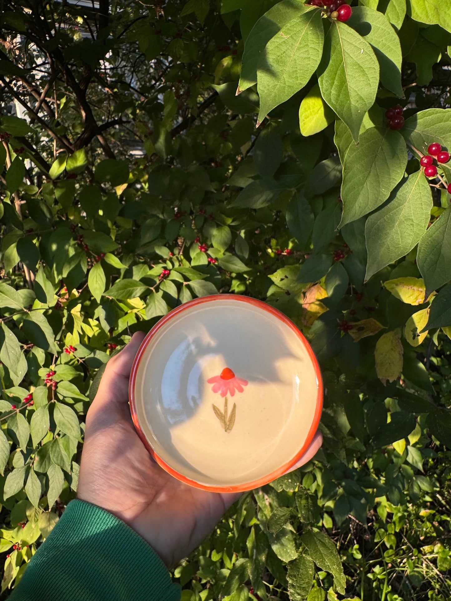 Kimly Ceramics - Echinacea Orange Rim Catch All