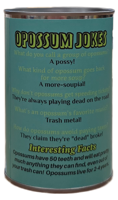 Oliver the Canned Opossum | Stuffed Animal Plush w/Jokes: Pop Top Lid