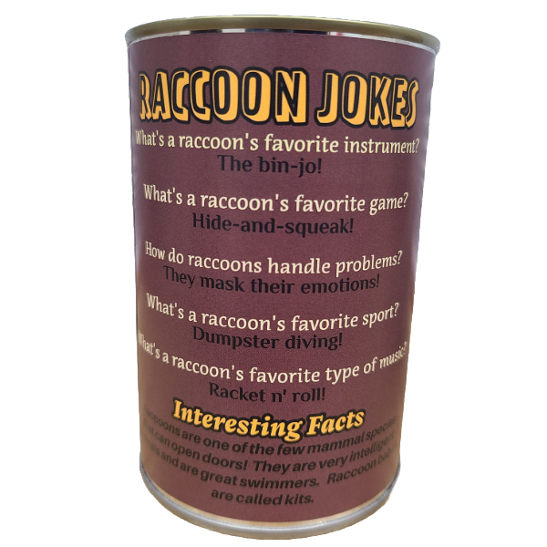 Canned Raccoon | Stuffed Animal Plush w/Funny Jokes on Can: Pop Top Lid