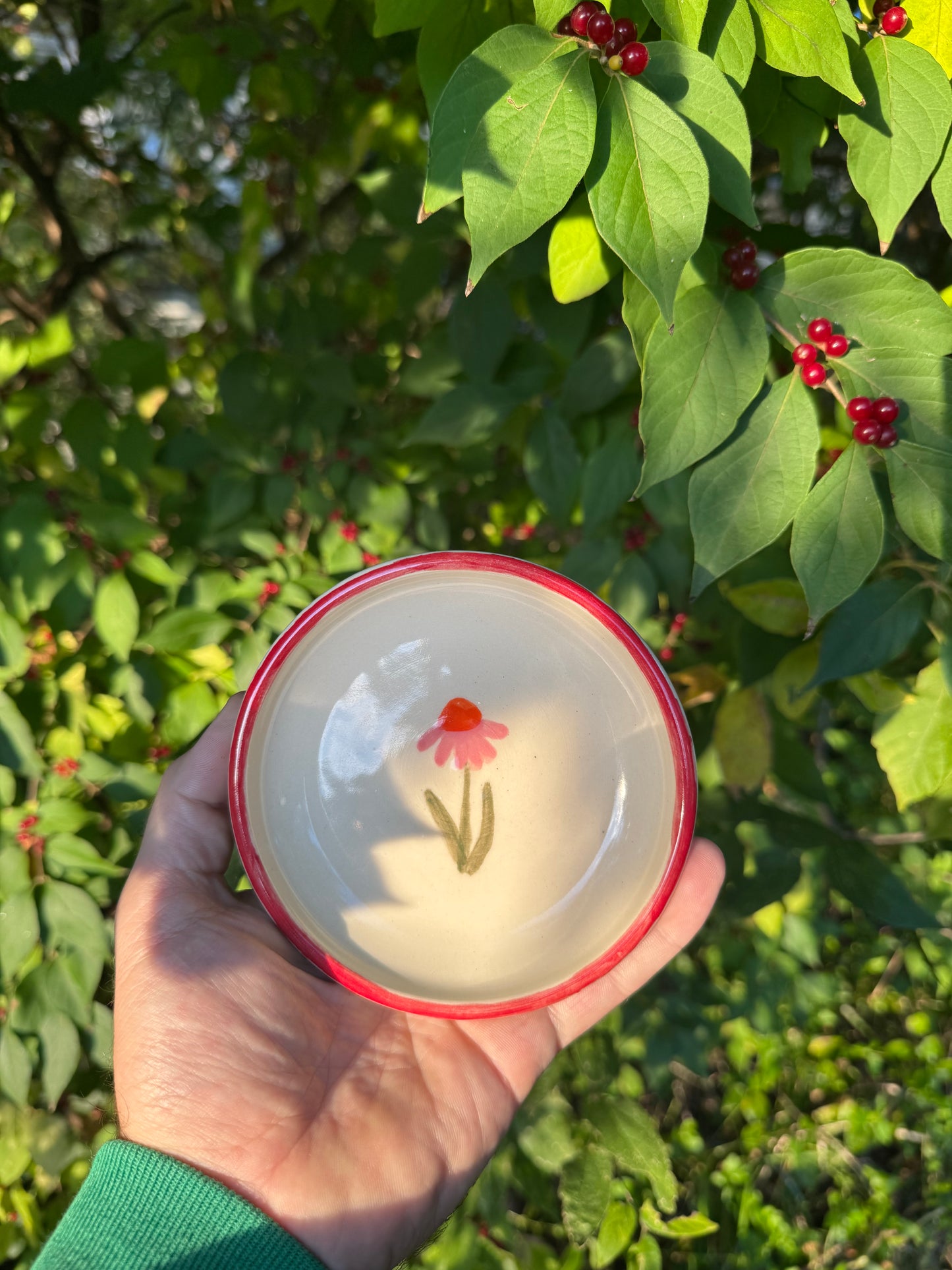 Kimly Ceramics - Echinacea Ruby Rim Catch All