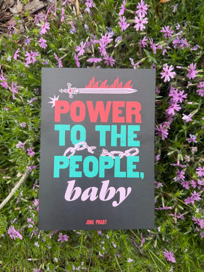 Power to the People Baby 5x7" Print by June Phart