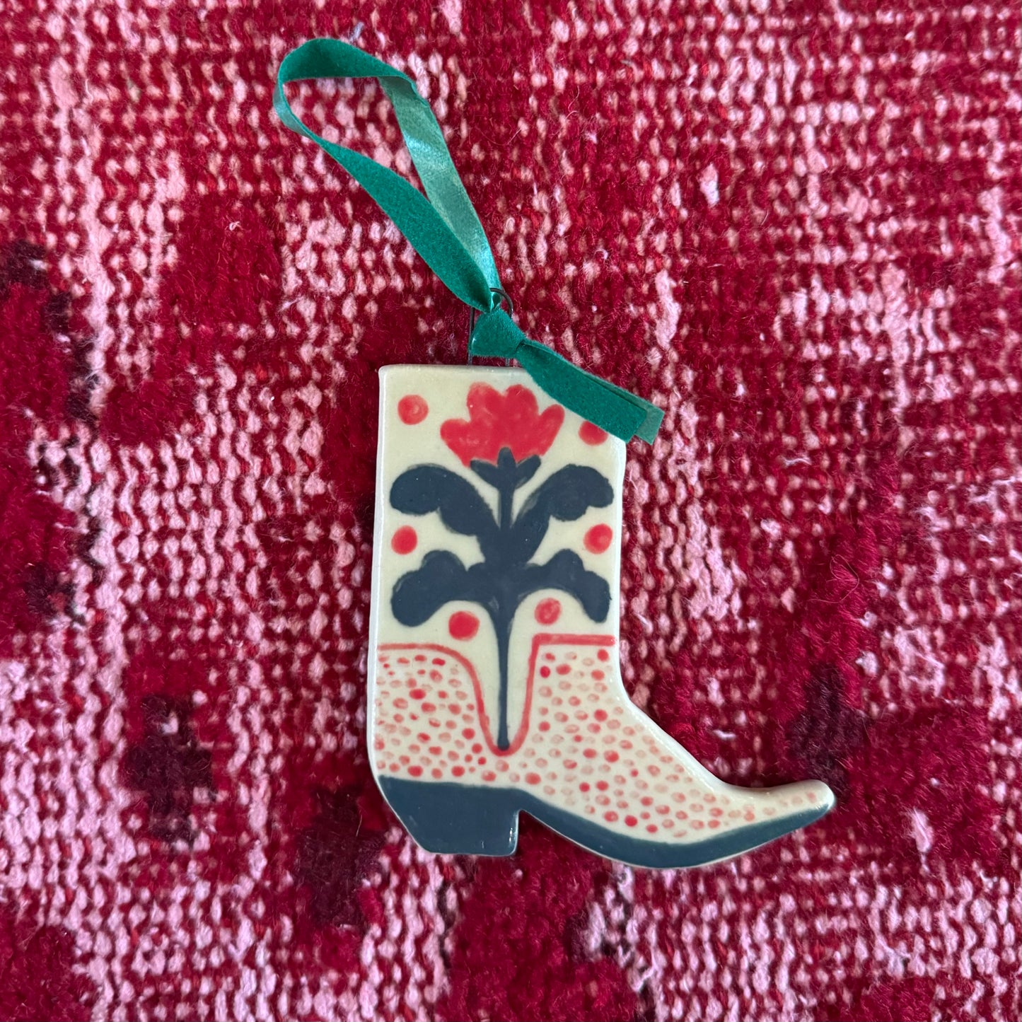 Shaye Makes - Cowboy Boot Ornament (Blooming Rose Green)