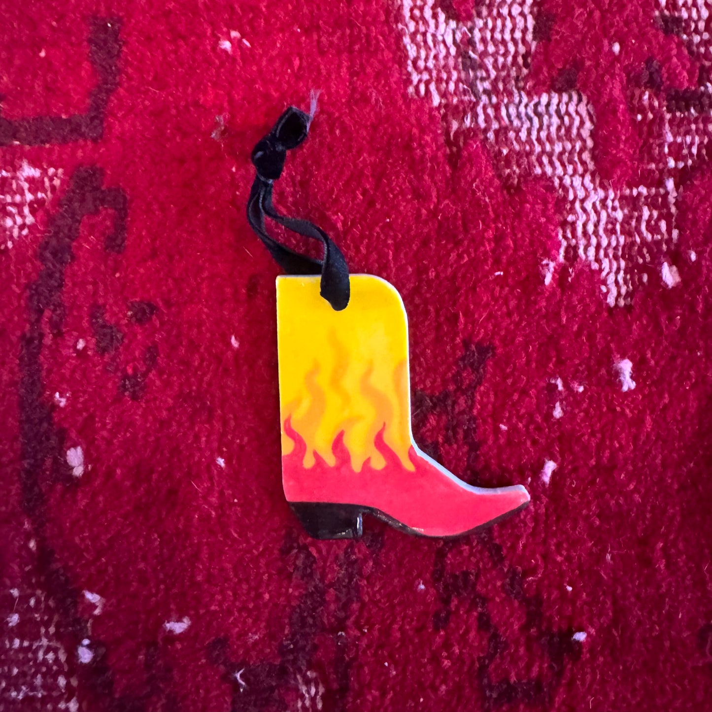 Shaye Makes - Cowboy Boot Ornament (Red & Yellow Flame)