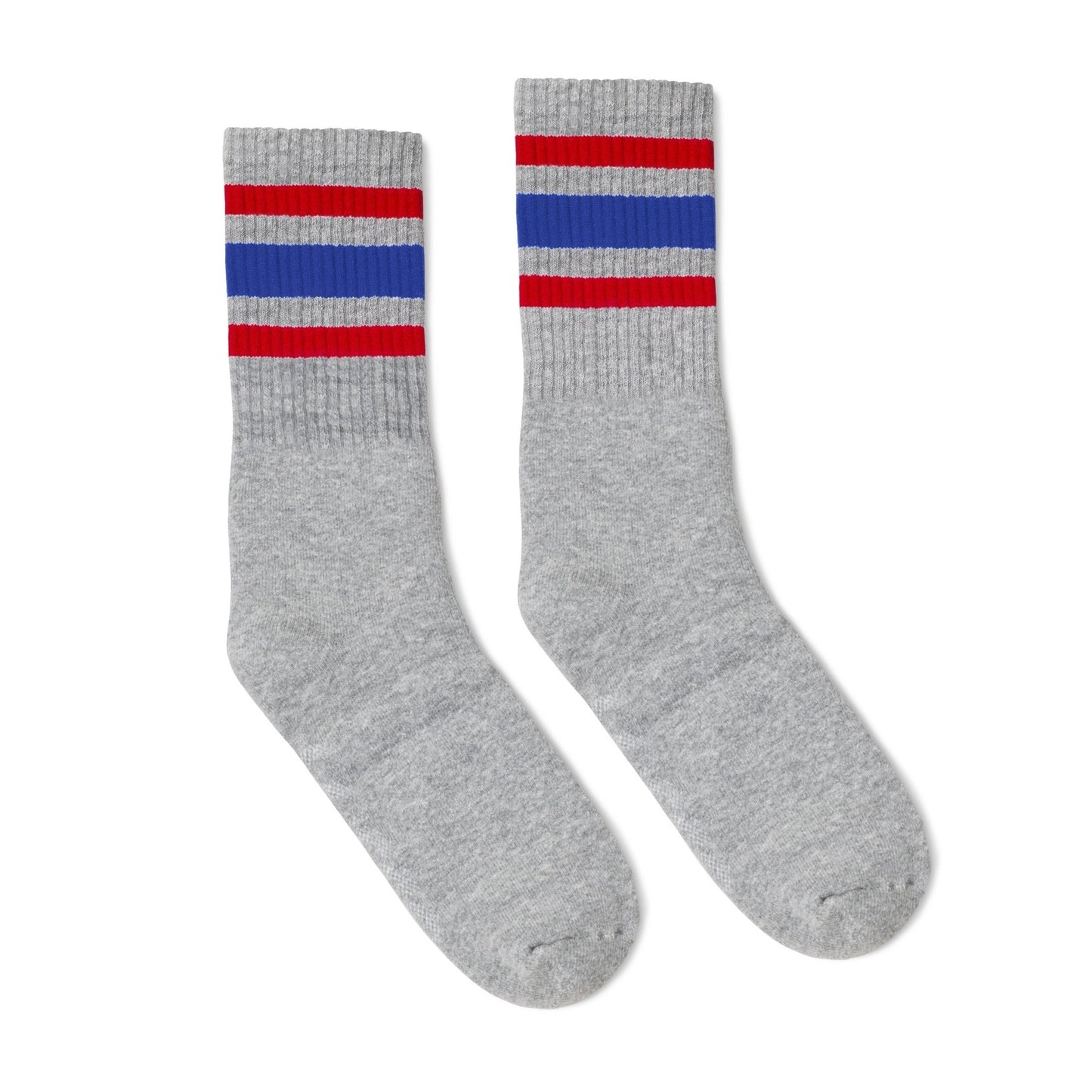 SOCCO All American Crew | Heather Grey with Blue & Red Stripes