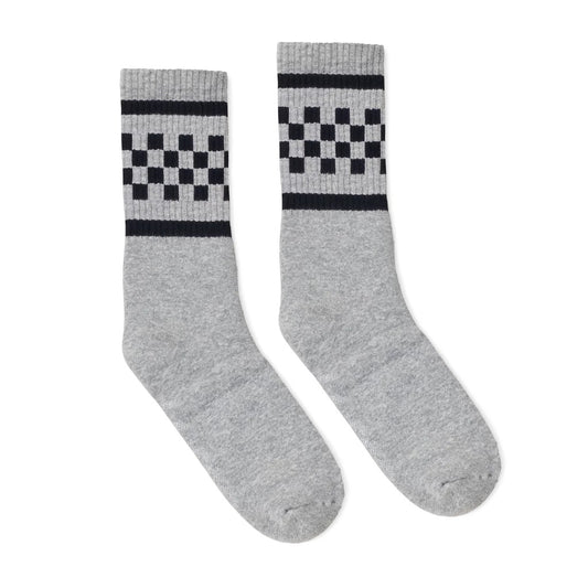 SOCCO Checkered Crew | Heather Grey with Black Checkers