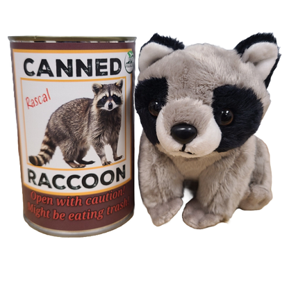 Canned Raccoon | Stuffed Animal Plush w/Funny Jokes on Can: Pop Top Lid